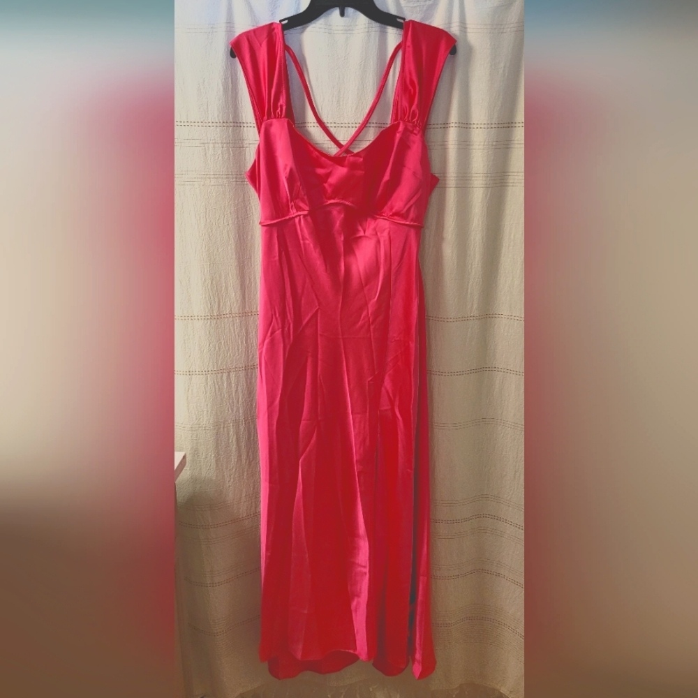 Elegant Pink Satin Dress